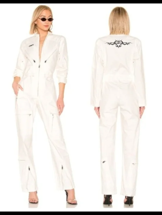 I.AM.GIA NWT White Women's Utility Jumpsuit  Modern Workwear Style Size Small - Picture 3 of 16